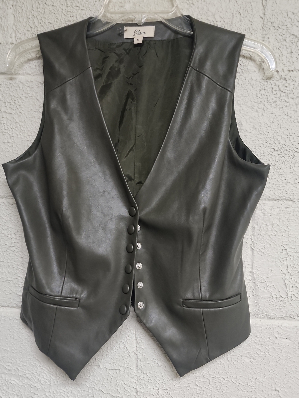 Elan Women's Dark Olive Faux Leather Vest
